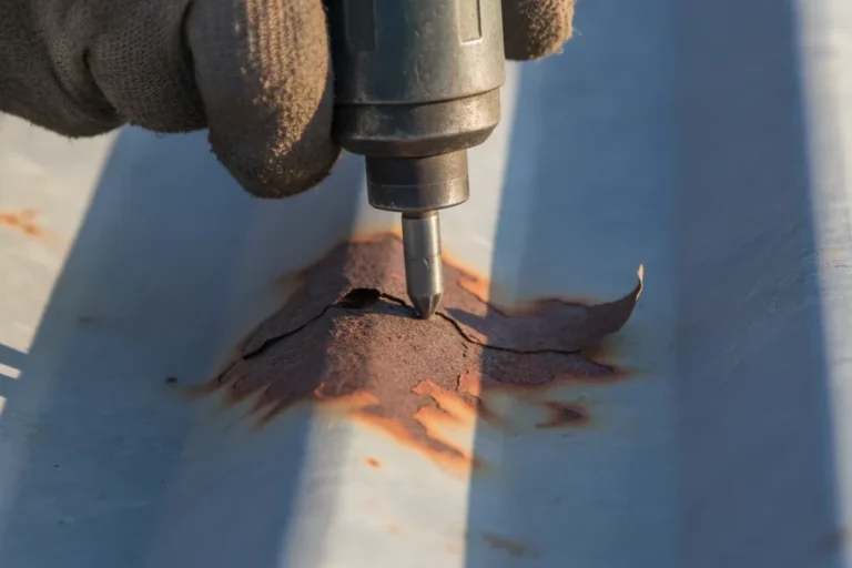 Metal roof with rust damage